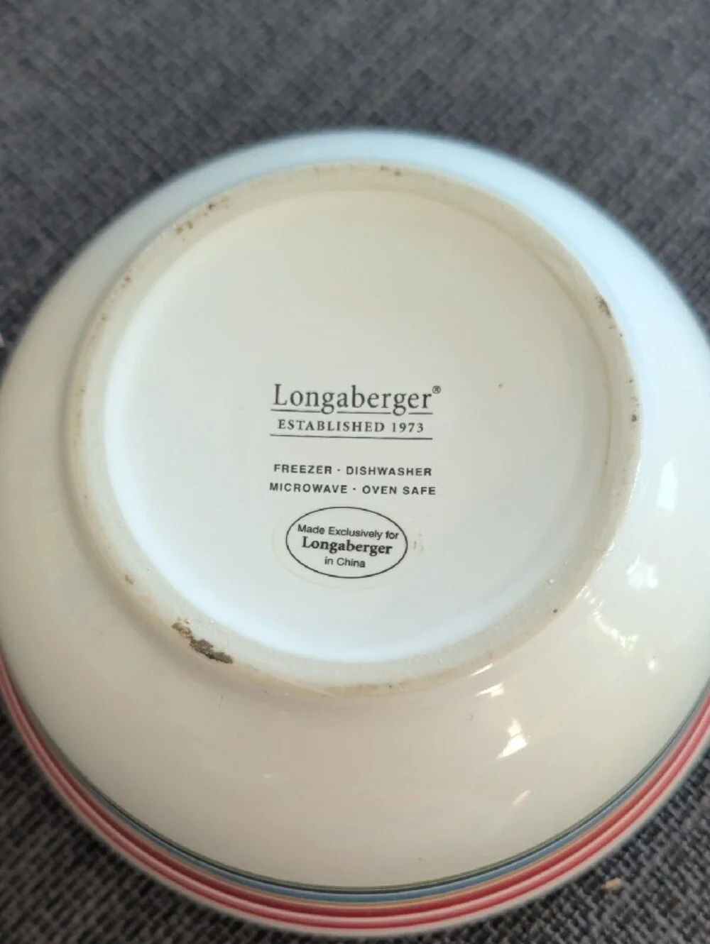 Longaberger Serve Around Basket with Multicolor Striped Liner